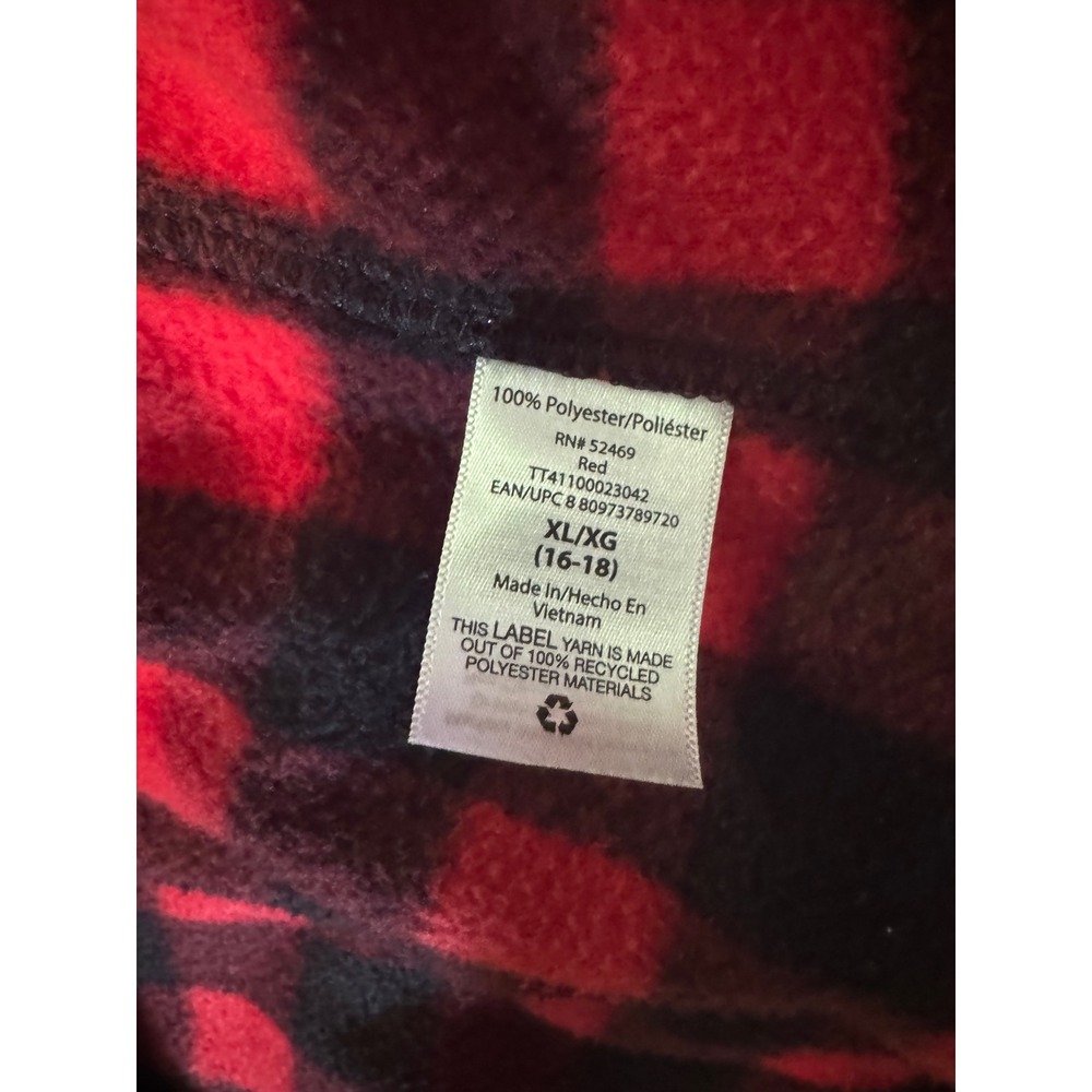 Time and Tru Gorpcore Womens XL Red Black Buffalo Plaid Fleece Shirt Jacket - Picture 5 of 6